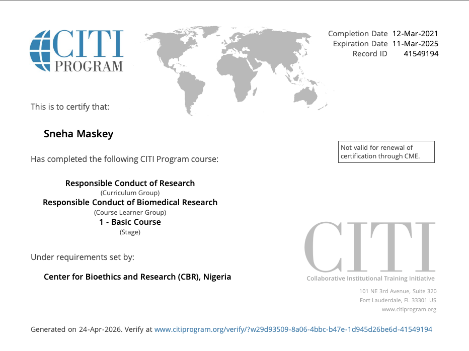 Responsible Conduct of Biomedical Research